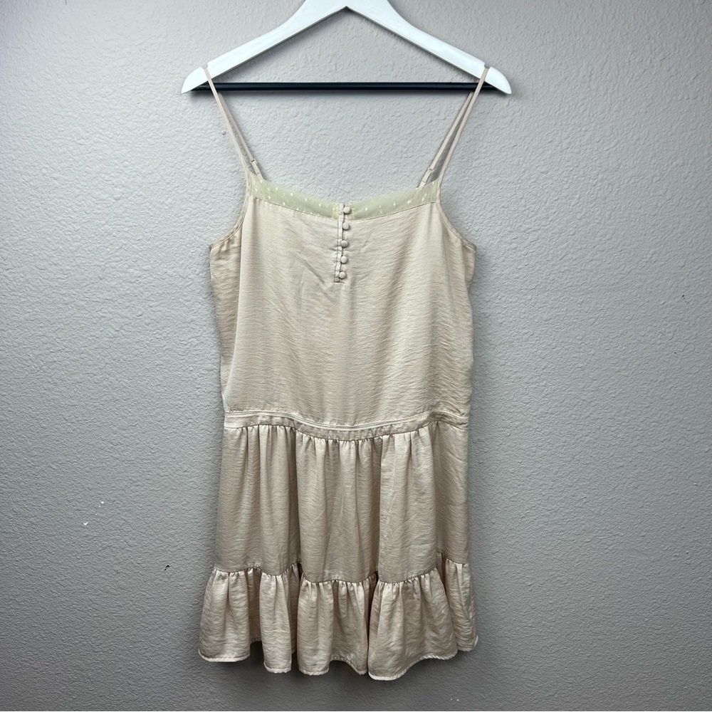 Anthropologie Staring at Stars Sleeveless Tiered Dress in Champagne Sz M